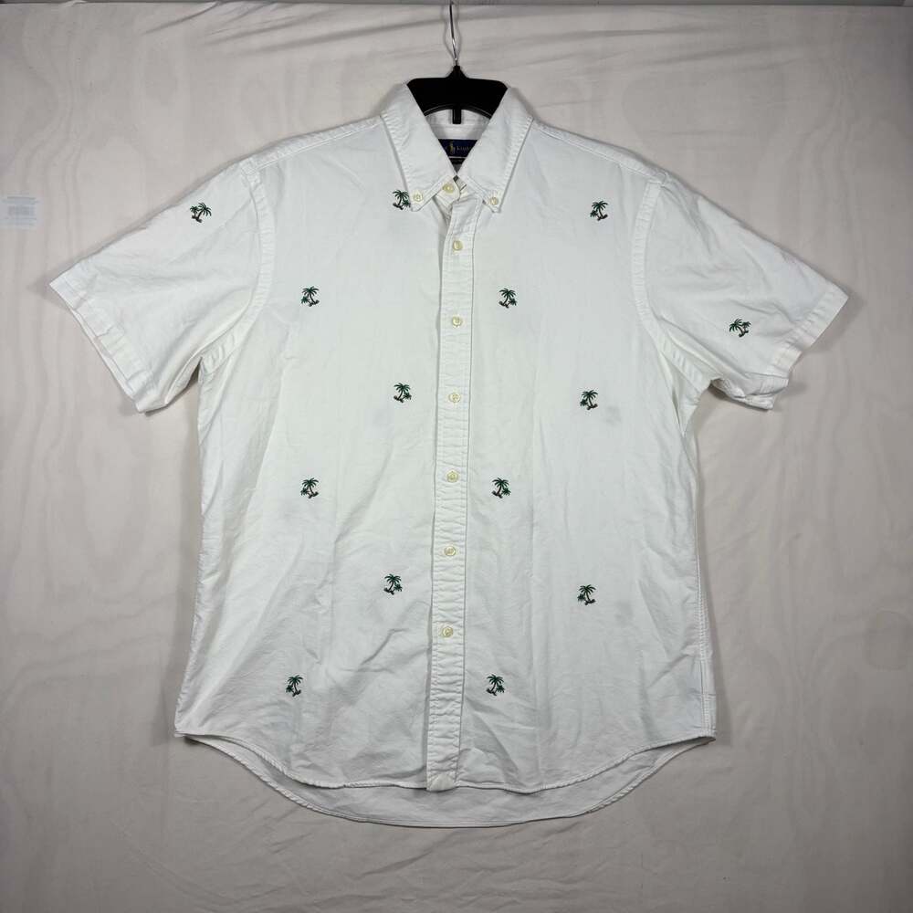 Ralph Lauren Short Sleeve Palm Tree Embroidered Button Down Shirt